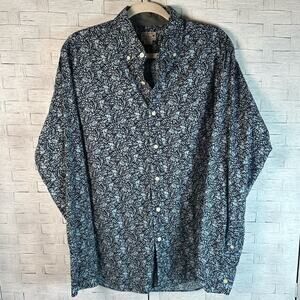 J.Crew quality woven material, button-down shirt blue floral cotton business